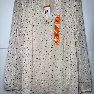 Hilary Radley Cream and Black Polka Dot Blouse and hearts
